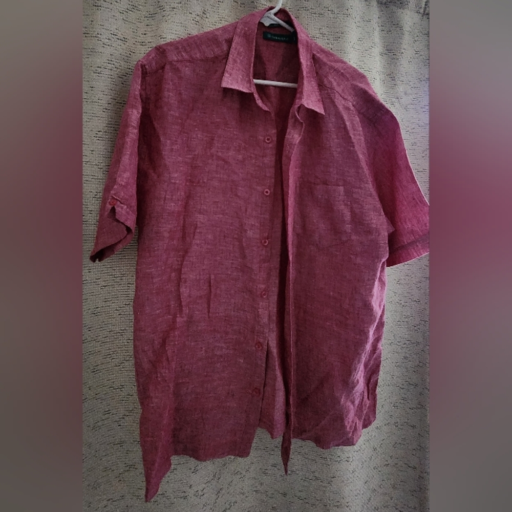 Cubavera Red Lightweight Casual Button Down Shirt